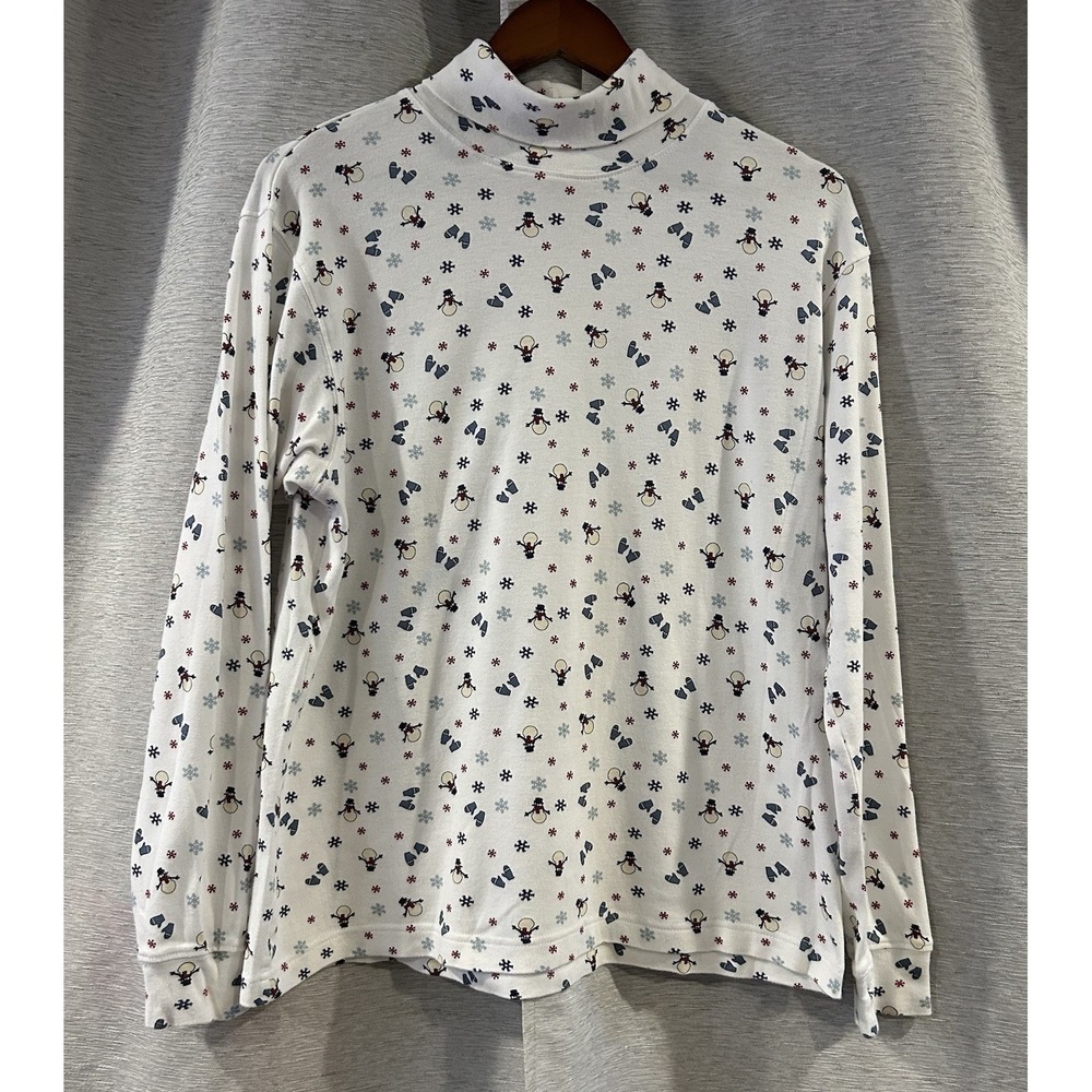 Vintage Cherokee Snowman Turtleneck Long Sleeve Christmas‎ Holiday Size XL